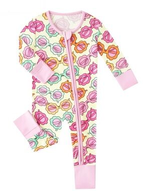 BAMBOO Pink & Yellow Seashell-Print One-Piece Footie